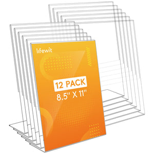 Lifewit 6-pack 8.5x11 Acrylic Transparent L-shaped sign Stand, Paper Flyer Menu Display Stand