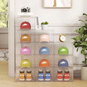 Lifewit 6-Pack Baseball Cap Hat Storage Box, Clear Hat Display Container