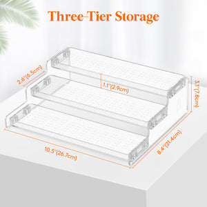 Lifewit Plastic 3-Tier Spice Rack, Clear Spice Organization for Cabinet, Counter, Organizer Shelf for Condiment, Seasoning, Syrup,Liquor, Medicine and Perfume for Kitchen, Pantry,bathroom,bar
