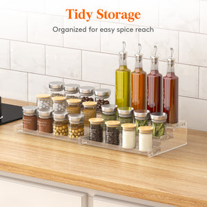 Lifewit Plastic 3-Tier Spice Rack, Clear Spice Organization for Cabinet, Counter, Organizer Shelf for Condiment, Seasoning, Syrup,Liquor, Medicine and Perfume for Kitchen, Pantry,bathroom,bar