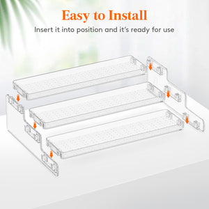 Lifewit Plastic 3-Tier Spice Rack, Clear Spice Organization for Cabinet, Counter, Organizer Shelf for Condiment, Seasoning, Syrup,Liquor, Medicine and Perfume for Kitchen, Pantry,bathroom,bar