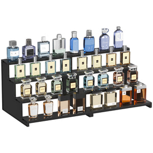Lifewit 4 Tier Black Display Risers Stand, Plastic Cologne Organizer Perfume Stand, Display for Figures, Cupcake, Dessert, Spice, Fragrance, Countertop, Vanity, Dresser, Cabinet Use