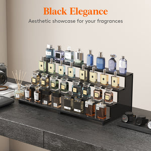 Lifewit 4 Tier Black Display Risers Stand, Plastic Cologne Organizer Perfume Stand, Display for Figures, Cupcake, Dessert, Spice, Fragrance, Countertop, Vanity, Dresser, Cabinet Use