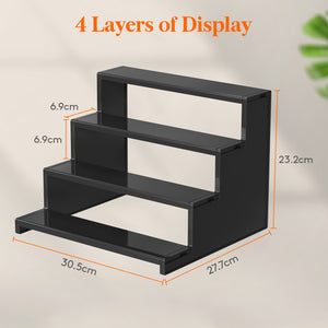 Lifewit 4 Tier Black Display Risers Stand, Plastic Cologne Organizer Perfume Stand, Display for Figures, Cupcake, Dessert, Spice, Fragrance, Countertop, Vanity, Dresser, Cabinet Use