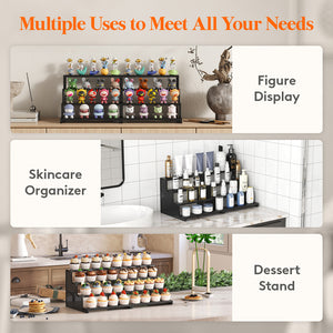 Lifewit 4 Tier Black Display Risers Stand, Plastic Cologne Organizer Perfume Stand, Display for Figures, Cupcake, Dessert, Spice, Fragrance, Countertop, Vanity, Dresser, Cabinet Use