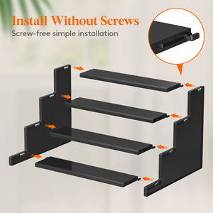 Lifewit 4 Tier Black Display Risers Stand, Plastic Cologne Organizer Perfume Stand, Display for Figures, Cupcake, Dessert, Spice, Fragrance, Countertop, Vanity, Dresser, Cabinet Use