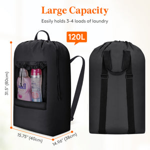 Lifewit Laundry Bag, Extra Large Laundry Backpack with Shoulder Straps and Mesh Pocket for Laundromat, Heavy Duty Laundry Bag Backpack for Dirty Clothes for College Dorm/Travel/Apartment