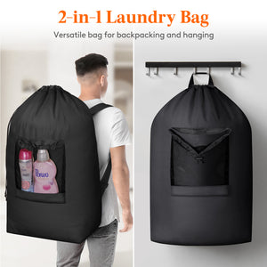 Lifewit Laundry Bag, Extra Large Laundry Backpack with Shoulder Straps and Mesh Pocket for Laundromat, Heavy Duty Laundry Bag Backpack for Dirty Clothes for College Dorm/Travel/Apartment