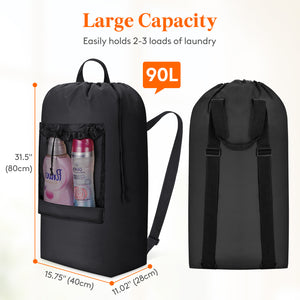 Lifewit Laundry Bag, Extra Large Laundry Backpack with Shoulder Straps and Mesh Pocket for Laundromat, Heavy Duty Laundry Bag Backpack for Dirty Clothes for College Dorm/Travel/Apartment