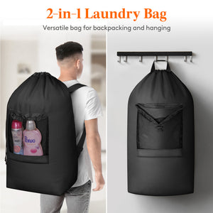 Lifewit Laundry Bag, Extra Large Laundry Backpack with Shoulder Straps and Mesh Pocket for Laundromat, Heavy Duty Laundry Bag Backpack for Dirty Clothes for College Dorm/Travel/Apartment