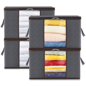 Lifewit Large Clothes Storage Bags Boxes with Lids, Wardrobe Storage Organiser Packing Boxes for Moving House with Reinforced Handle Thick Fabric for Clothing Towel Blanket Bedding