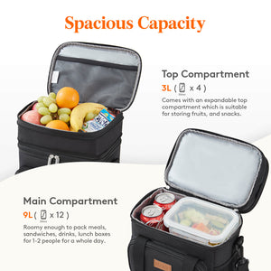 Lifewit Double Deck Lunch Bag, Large Insulated Soft Cooler Bag, Lunch Bag for Men Women