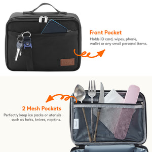 Lifewit Insulated Lunch Box with Ice Pack, Freezable Soft Lunch Cooler Bag, Black/Pink/Blue