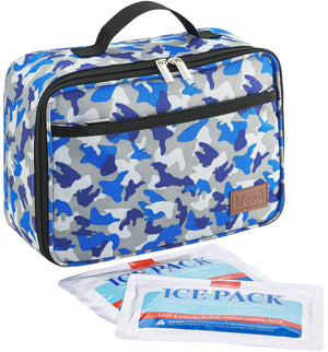 Lifewit Insulated Lunch Box with Ice Pack, Freezable Soft Lunch Cooler Bag, Black/Pink/Blue