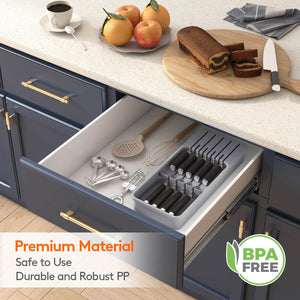 Lifewit Knife Drawer Organizer, In Drawer Knife Block, Knife Storage Holder for Kitchen Drawer