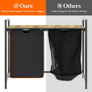 Lifewit Laundry Basket, 3 Section Pull Out Laundry Hamper, 120L, Black/Gray