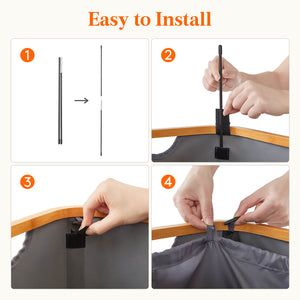 Lifewit 100L Collapsible Laundry Basket with Lid, Black/Gray Laundry Hamper with A Laundry Bag