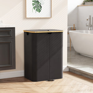 Lifewit 120L Large Double Laundry Basket with Lid, Removable Laundry Basket with Bamboo Handle