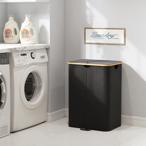 Lifewit 120L Large Double Laundry Basket with Lid, Removable Laundry Basket with Bamboo Handle