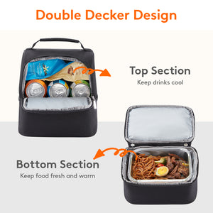 Lifewit 7L Double Compartment Cooler Bag for Men/Women/Kids Insulated Water Resistant Waterproof Bento Box Thermal Lunch Box for Work/School