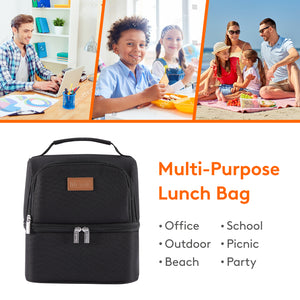 Lifewit 7L Double Compartment Cooler Bag for Men/Women/Kids Insulated Water Resistant Waterproof Bento Box Thermal Lunch Box for Work/School