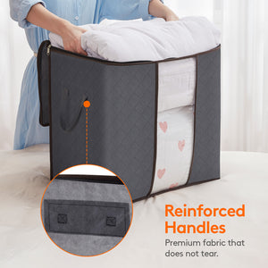 Lifewit Clothes Storage Bag 90L Large Capacity Organizer with Reinforced Handle Thick Fabric for Comforters, Blankets, Bedding, Foldable with Sturdy Zipper, Clear Window