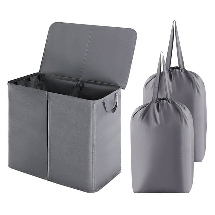 Lifewit 105L Double Laundry Hamper Basket with Lid and Laundry Bag, Divided Clothes Sorter Hamper