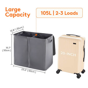 Lifewit 105L Double Laundry Hamper Basket with Lid