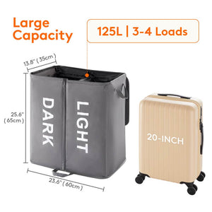 Lifewit 125L Double Laundry Hamper Basket with Lid