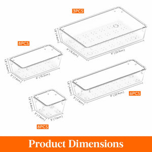 Lifewit 25 PCS Clear Plastic Drawer Storage