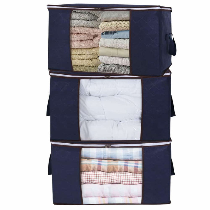 Lifewit 90L Blue Clothes Storage Bag with 3 Packs
