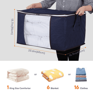 Lifewit 90L Blue Clothes Storage Bag with 3 Packs