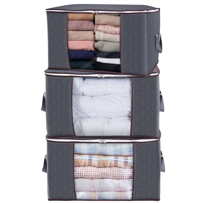 Lifewit Clothes Storage Bags Organizer, Foldable with Clear Window, 90L, 3 Packs