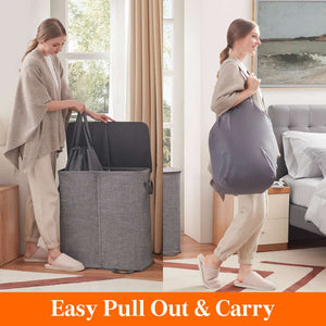 Lifewit Double Laundry Hamper Basket with Lid and 