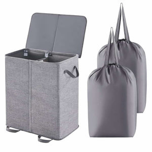 Lifewit Double Laundry Hamper Basket with Lid and 