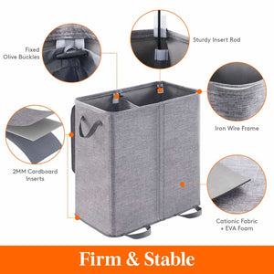 Lifewit Double Laundry Hamper Basket with Lid and 