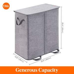 Lifewit Double Laundry Hamper Basket with Lid and 