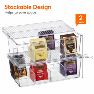 Lifewit Plastic Tea Bag Organizer Bins Box Tea